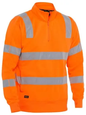 Bisley Taped Hi Vis 1/4 Zip Taped Pullover Rail Orange BK6814T