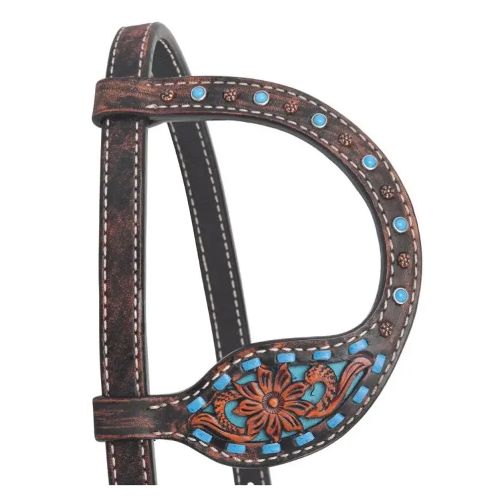 1006-17-SC Circle Y One Ear Headstall - Bronco Texas Flower