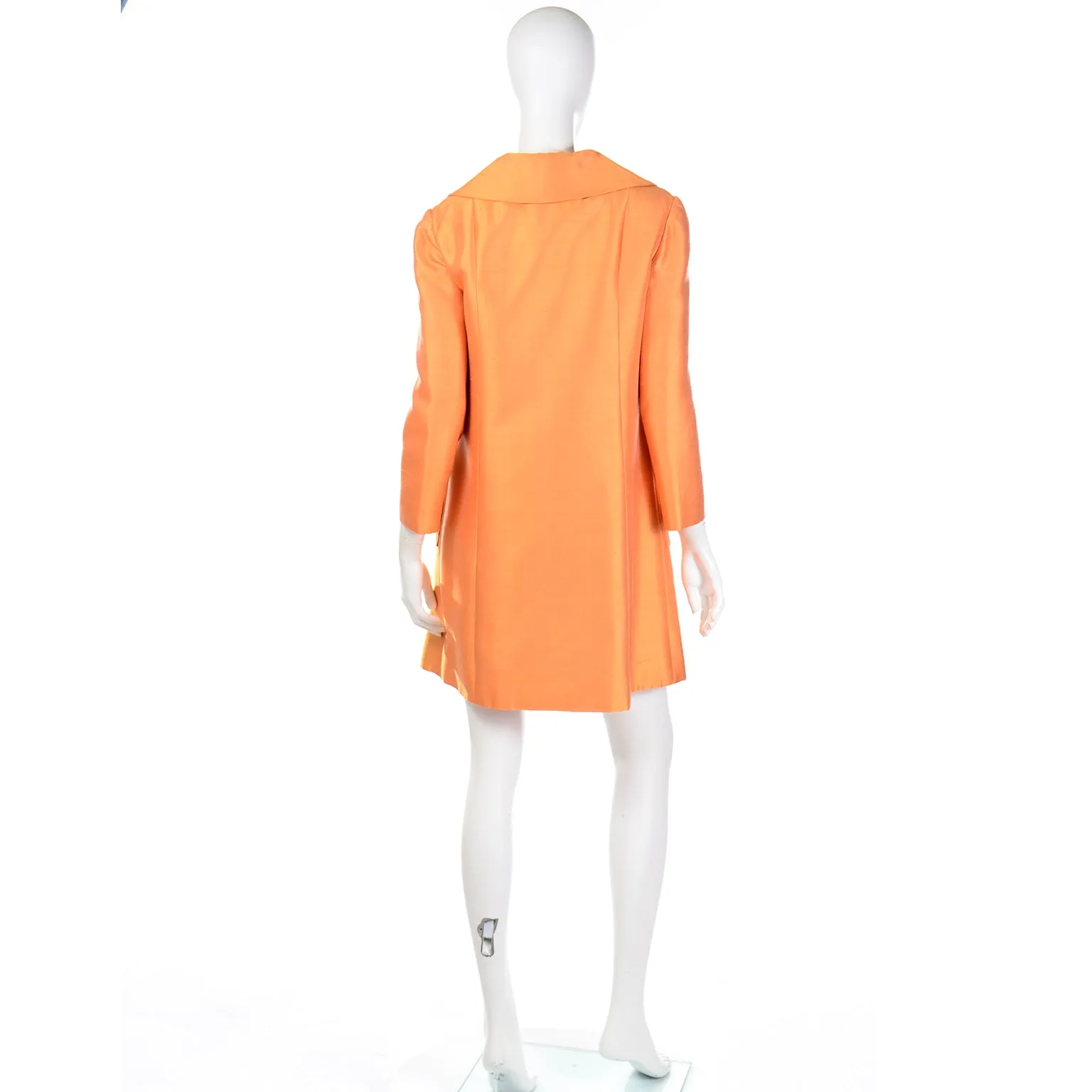 1960s Dynasty Tangerine Vintage 2pc Dress & Coat Evening Suit