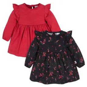 2-Pack Baby & Toddler Girls Holly Berries Babydoll Dresses