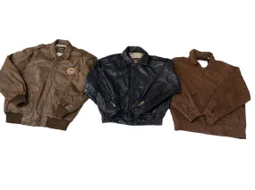 90s Vintage Leather Bomber Jackets Mixed - 11 Pcs