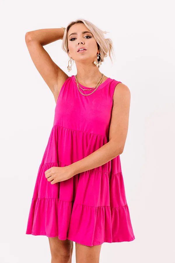 Apple Spiced Wishes Babydoll Dress In Fuchsia