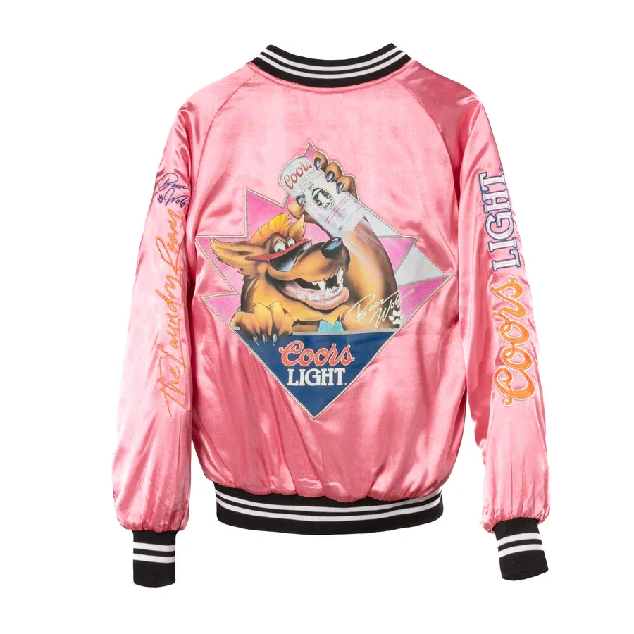 AS SEEN ON WHITNEY RIFE!! Licensed "Coors Light" Nylon Bomber Jacket in Pink