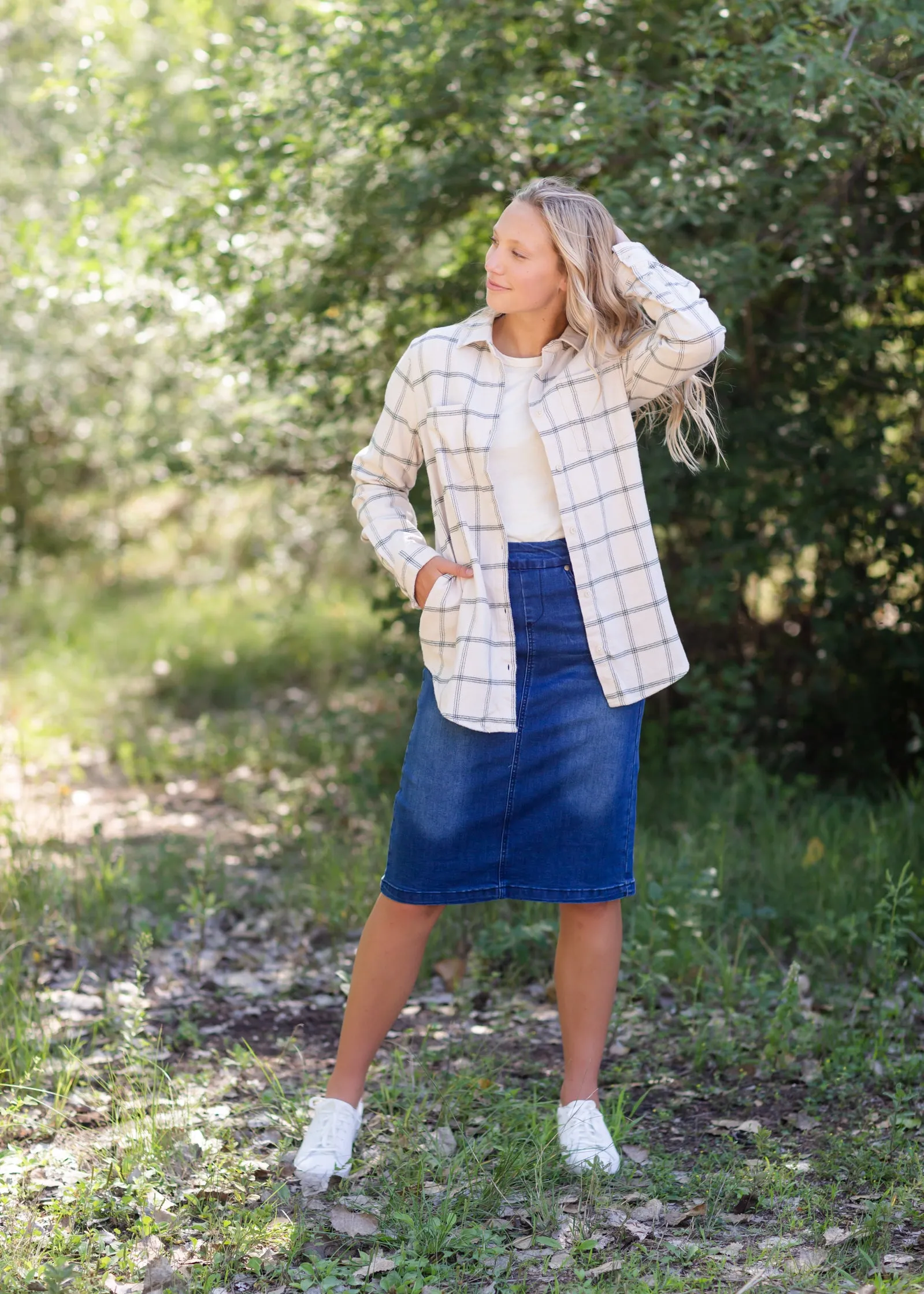 Audre Ivory   Green Plaid Shacket - FINAL SALE