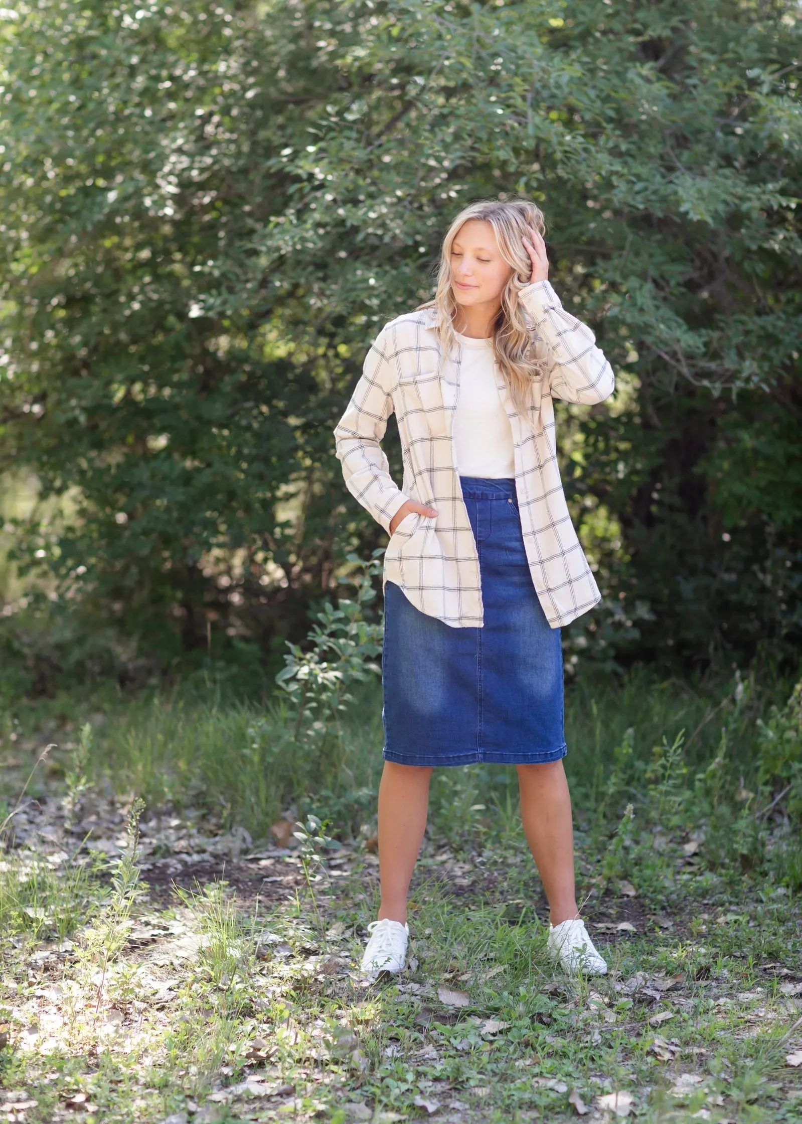 Audre Ivory   Green Plaid Shacket - FINAL SALE