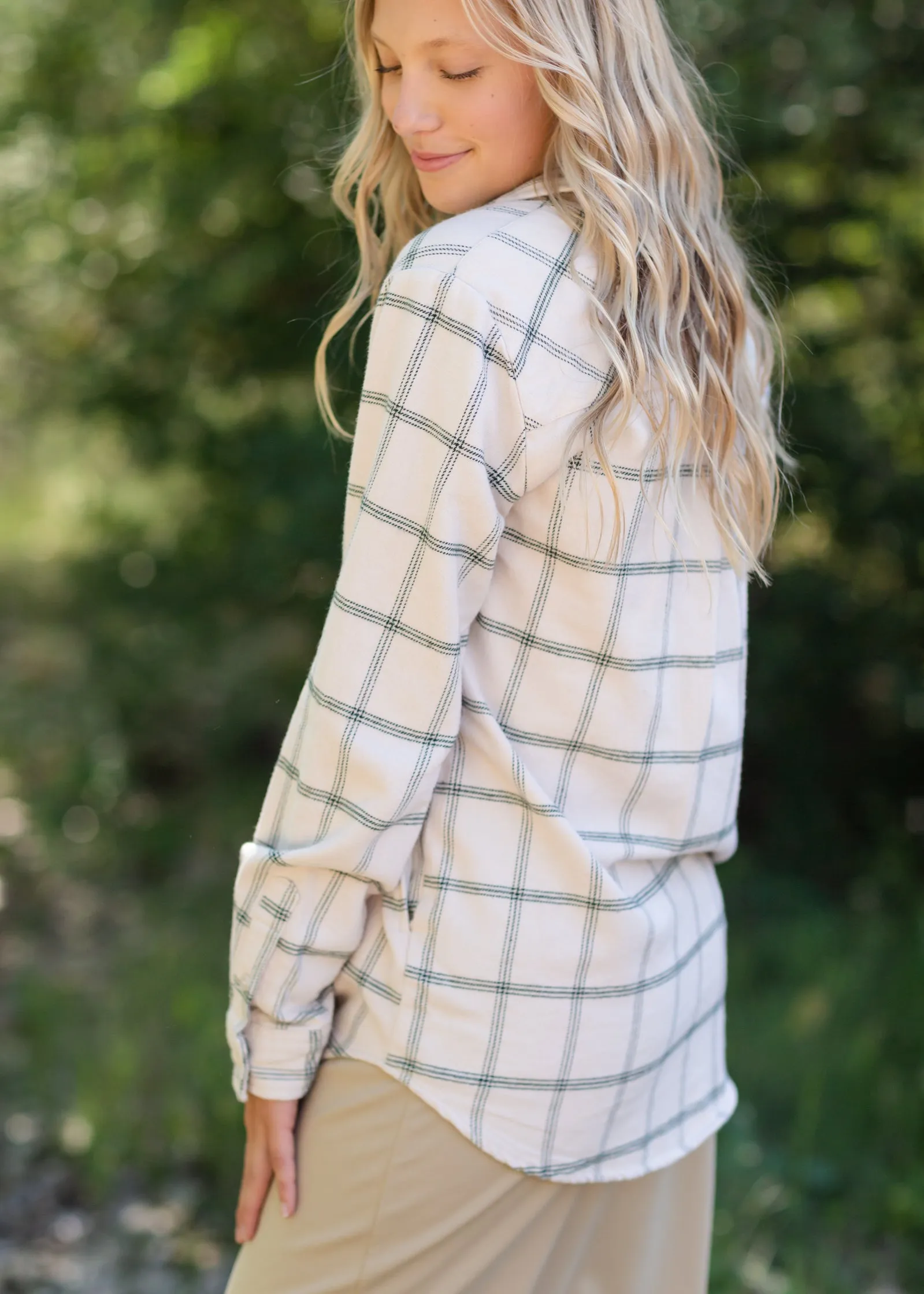 Audre Ivory   Green Plaid Shacket - FINAL SALE