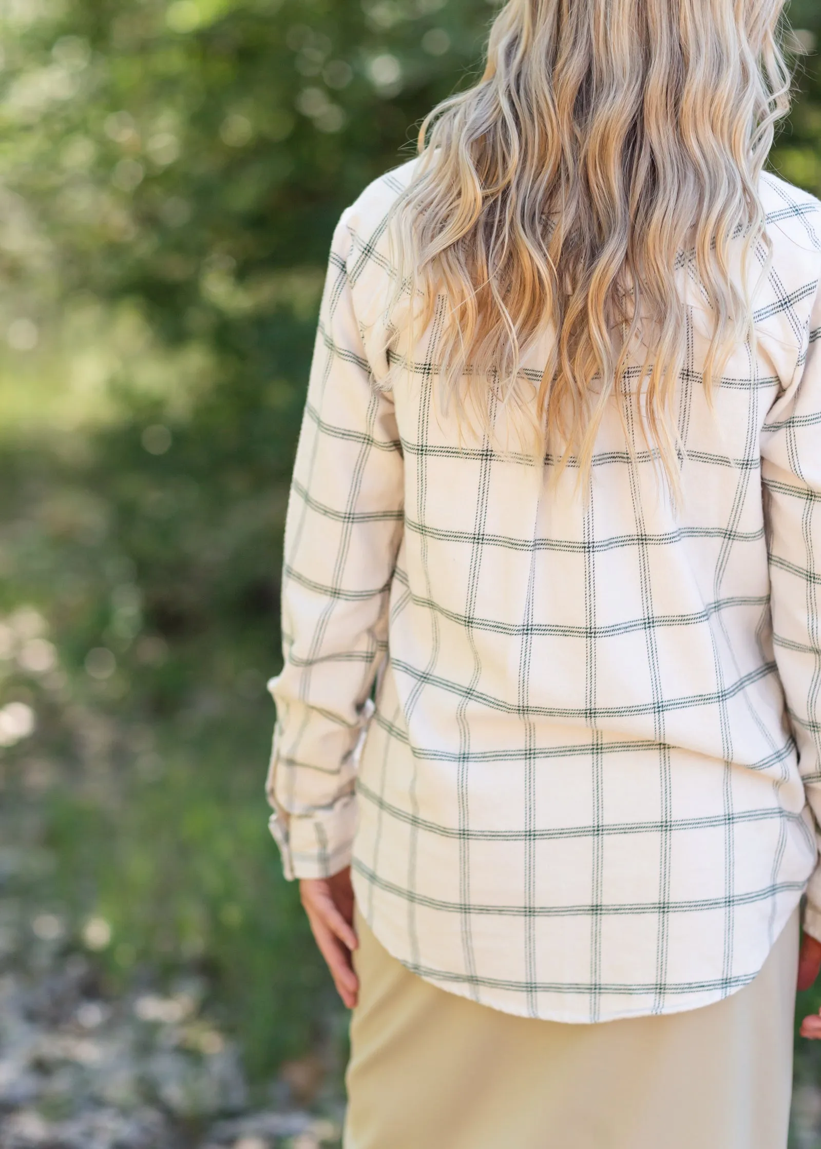 Audre Ivory   Green Plaid Shacket - FINAL SALE