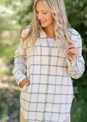 Audre Ivory   Green Plaid Shacket - FINAL SALE