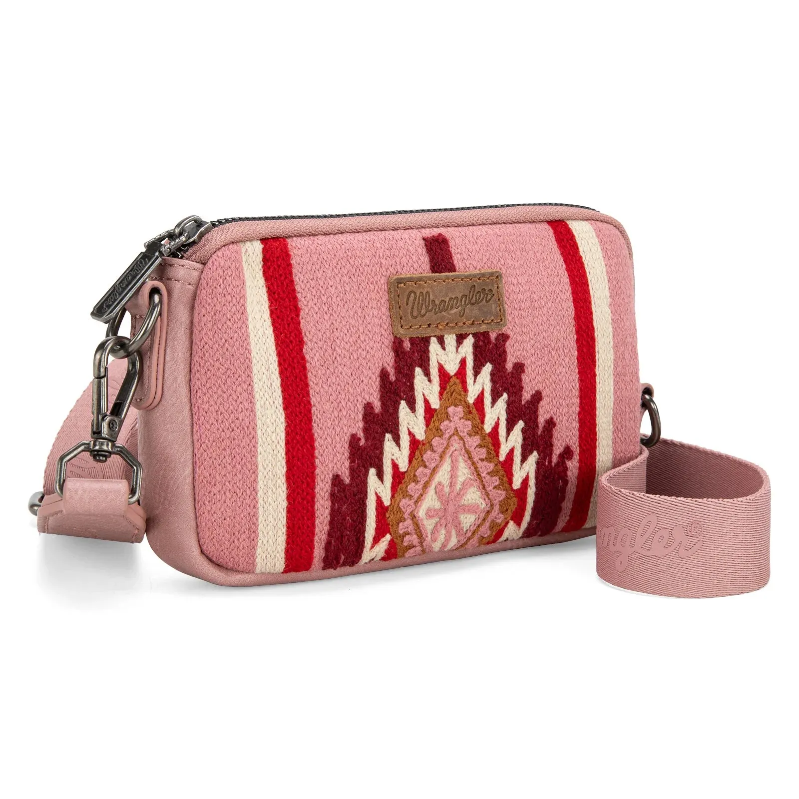 Aztec Knitted Mini Crossbody - Pink