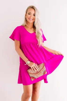 Bali Daydream Babydoll Dress In Fuchsia