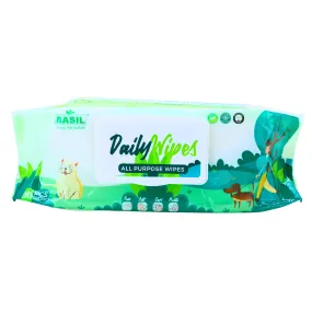 BASIL Daily Wipes, All Purpose Pet Grooming Wet Wipes - 80 Wipes