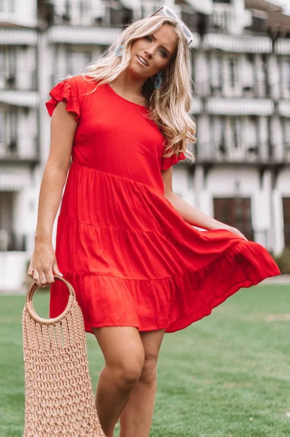 Beach Bungalow Babydoll Dress in Red