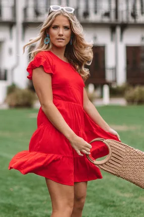 Beach Bungalow Babydoll Dress in Red