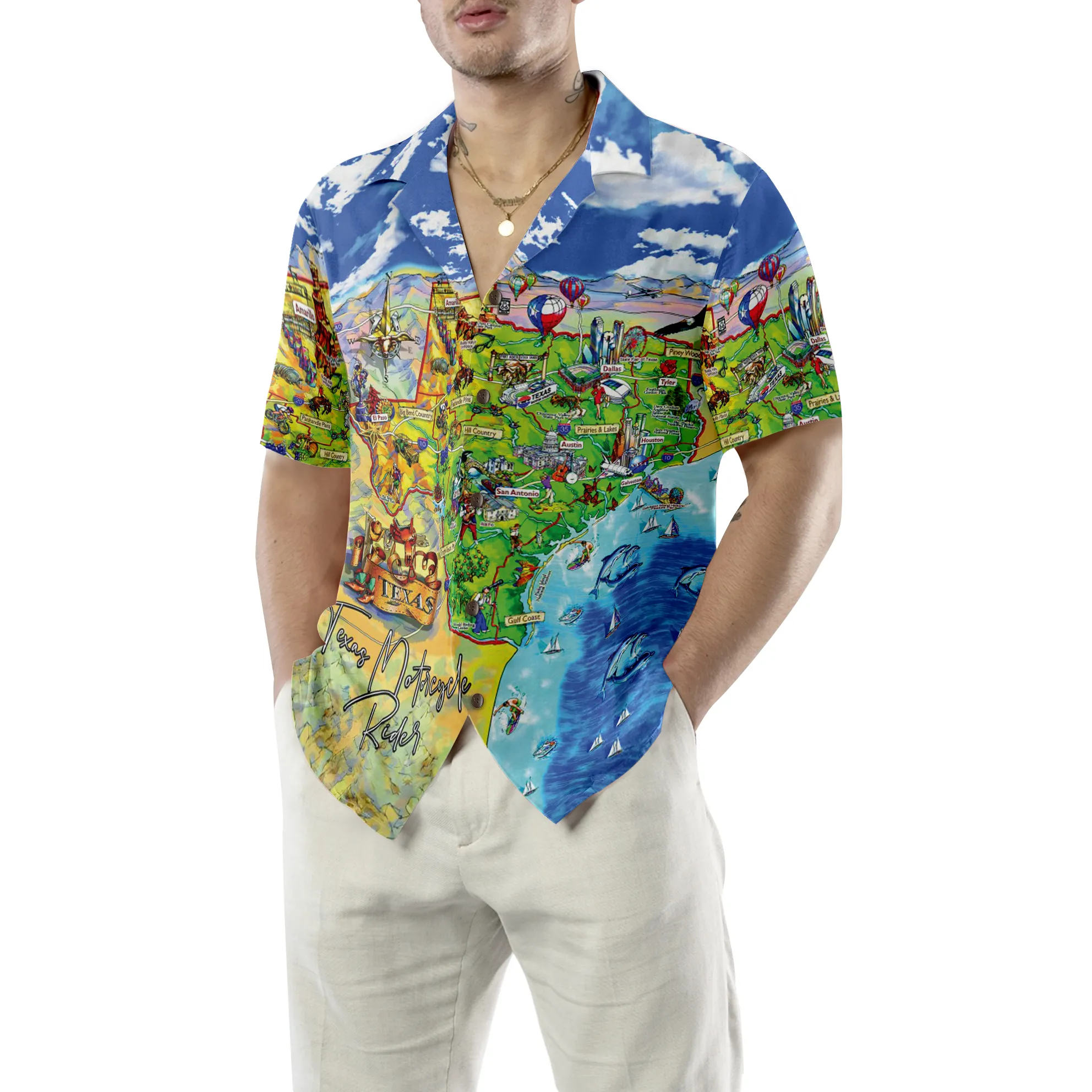 Beach Travel Custom Texas Hawaiian Shirt, Personalized Texas State Map Pattern Shirt, Texas Home Shirt For Men