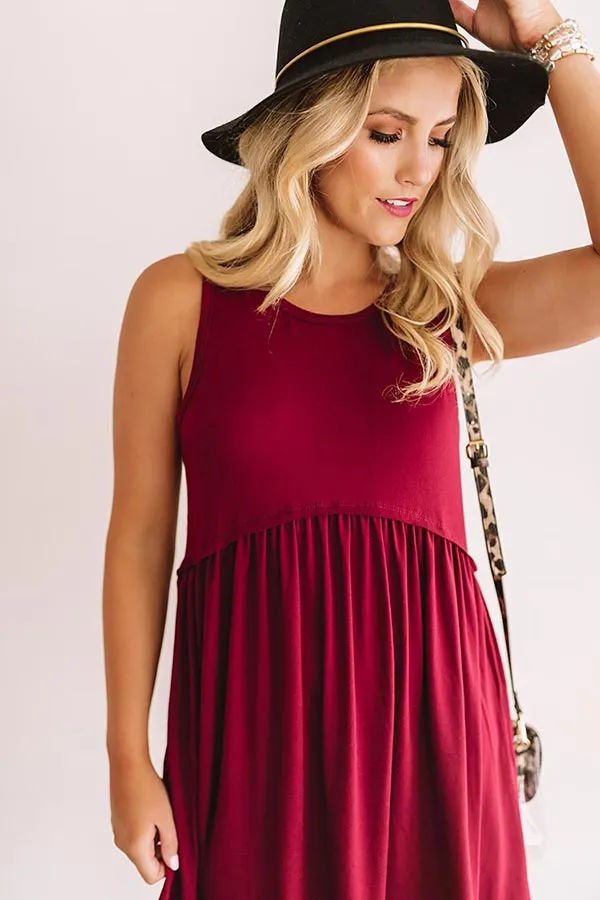 Beach Vibes Babydoll Dress In Wine