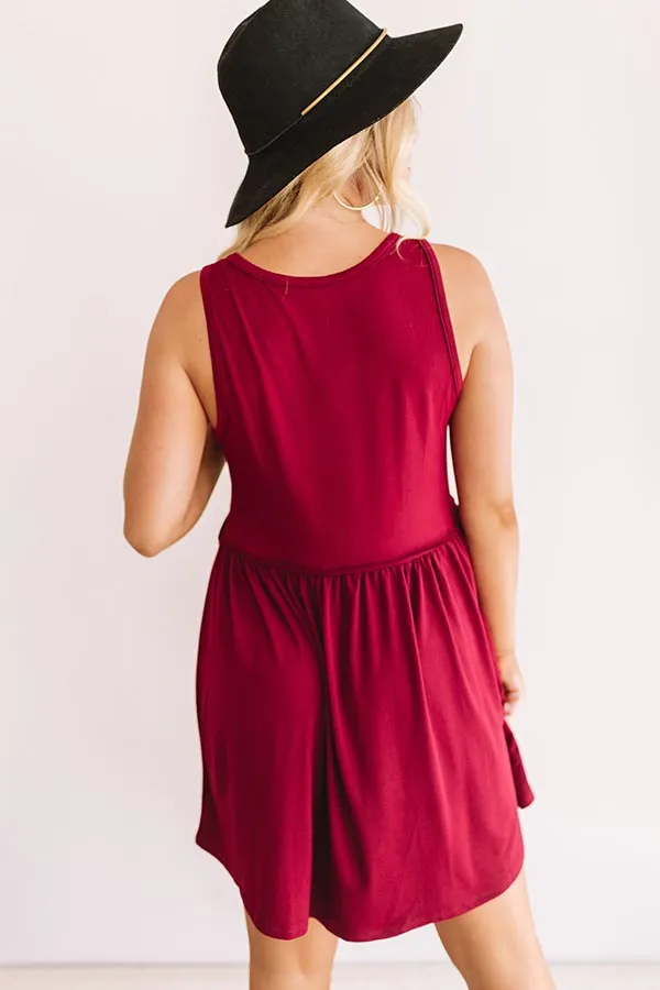 Beach Vibes Babydoll Dress In Wine