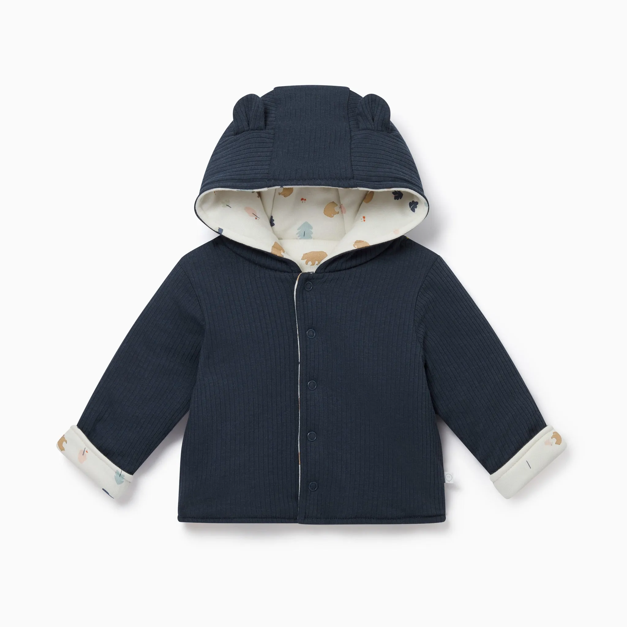 Bear Print Ribbed Reversible Jacket