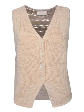 Beige Pointelle Cotton Vest