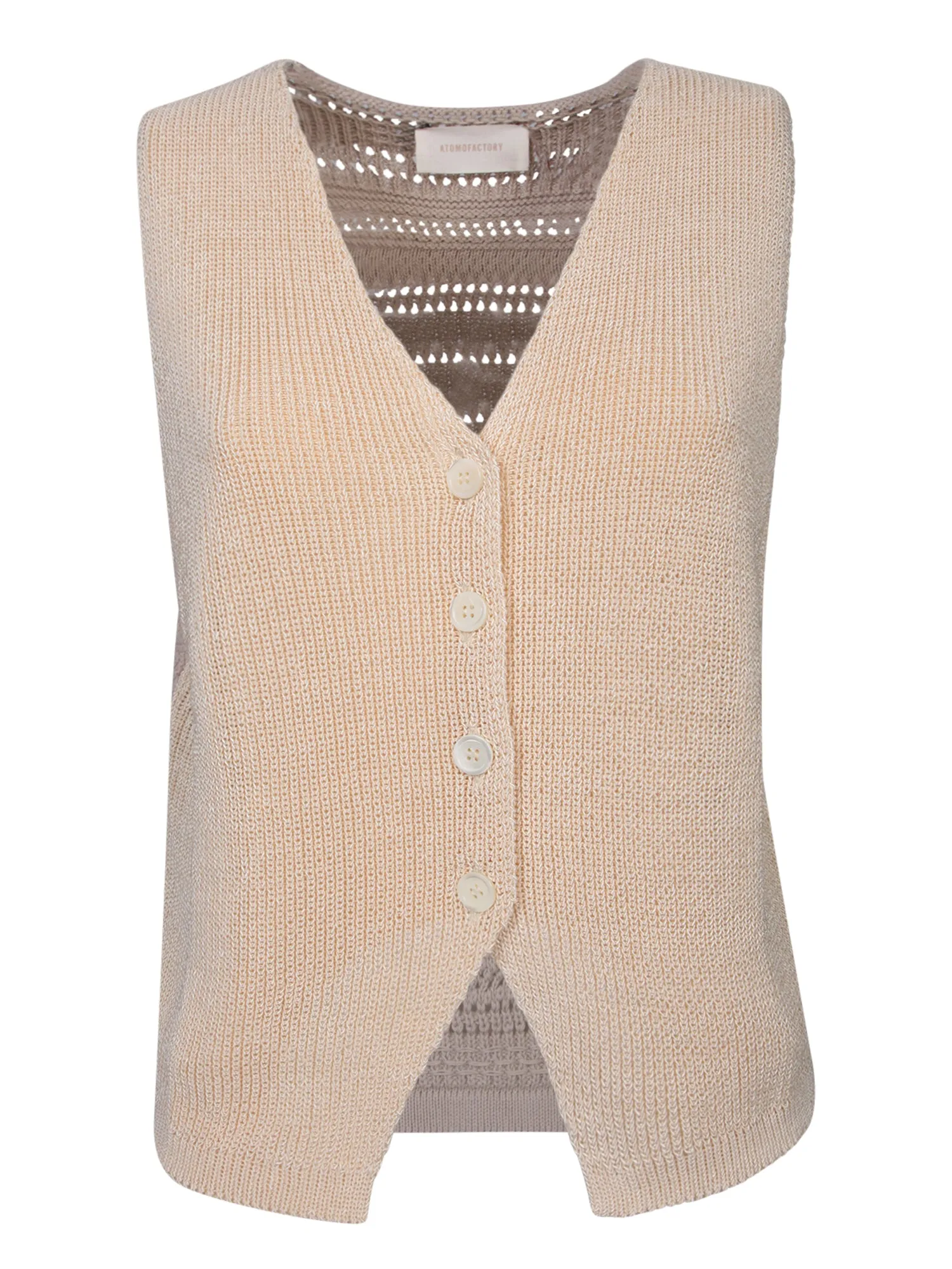 Beige Pointelle Cotton Vest