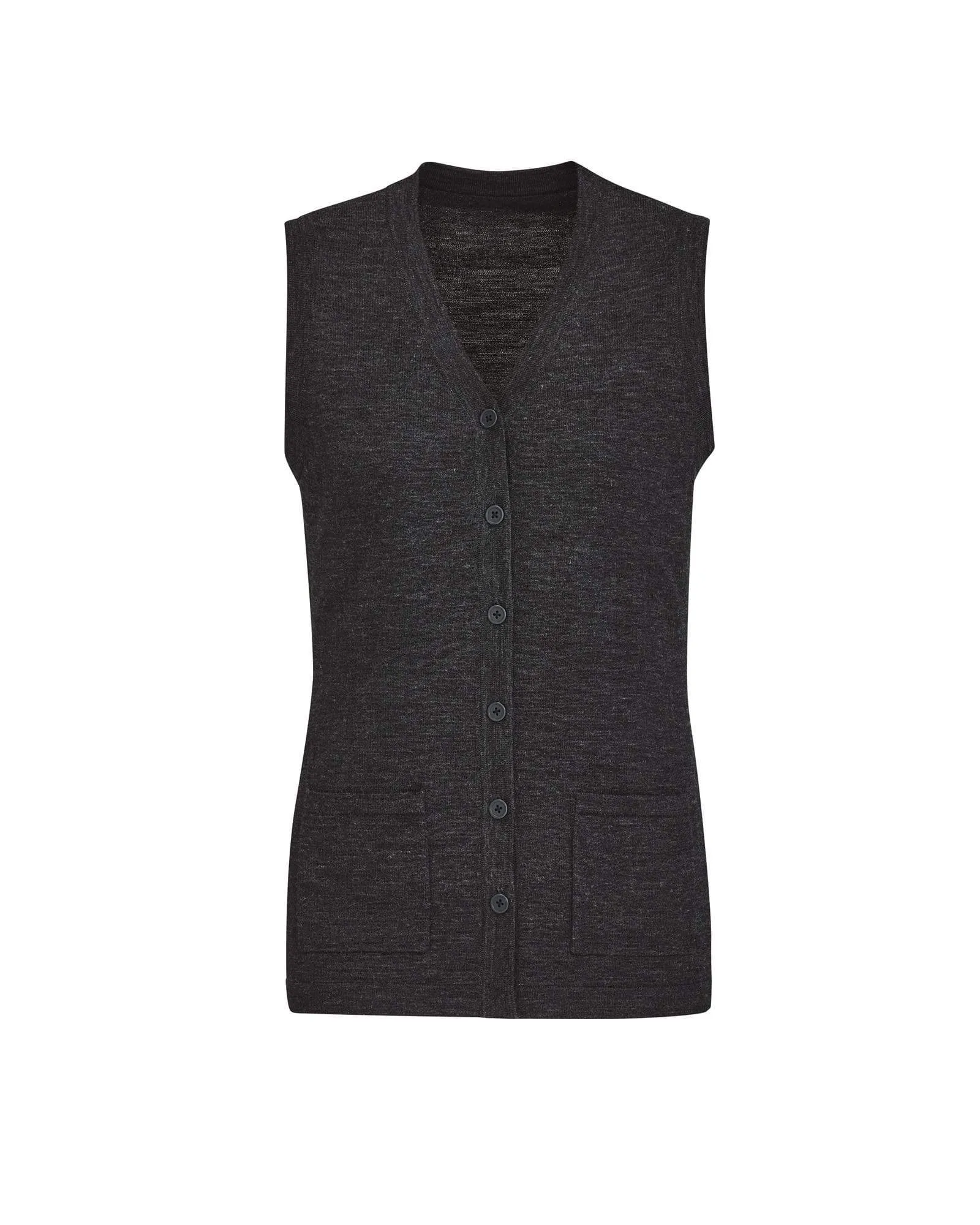 Biz Care Womens Button Front Knit Vest CK961LV