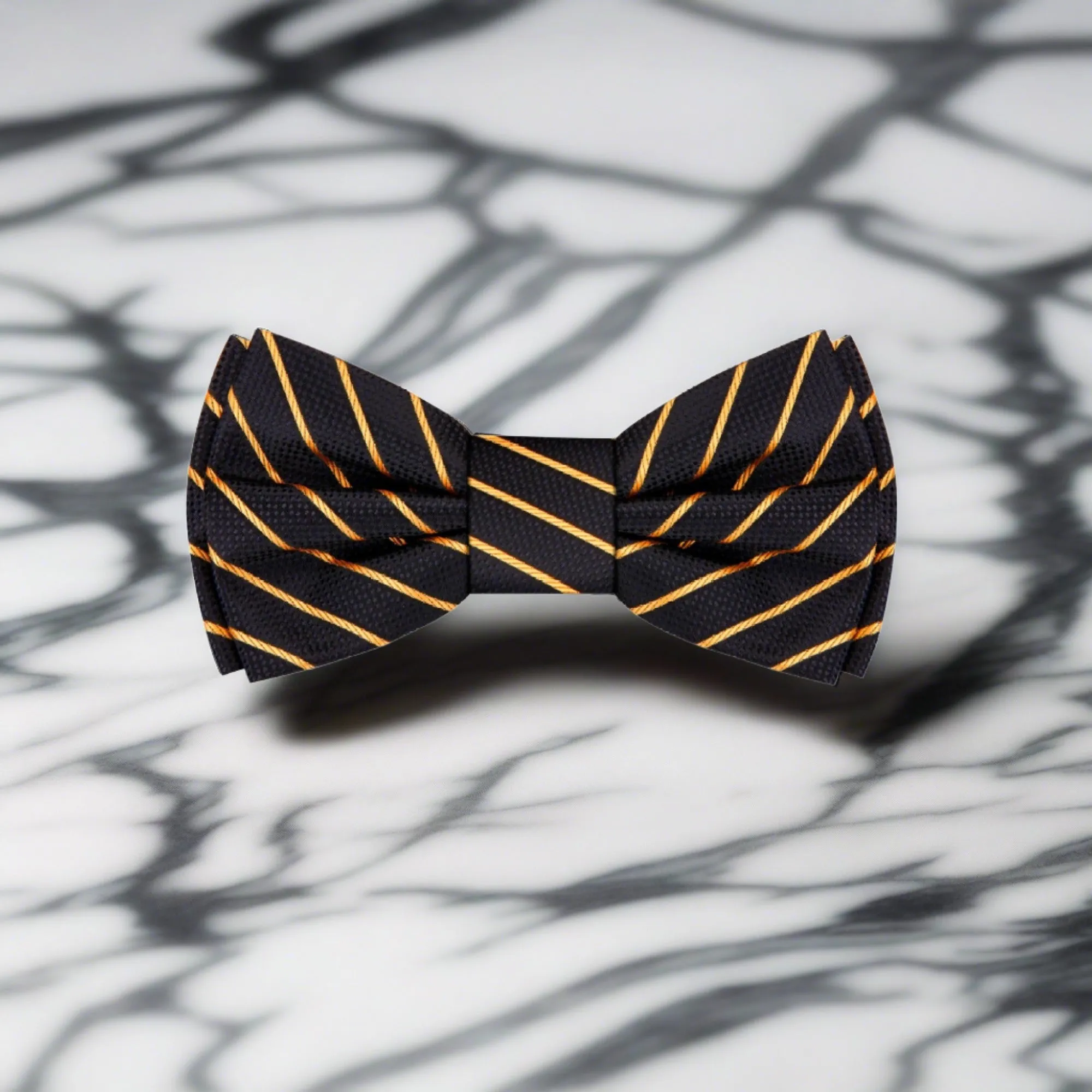 Black & Gold Perfect Stripe Bow Tie