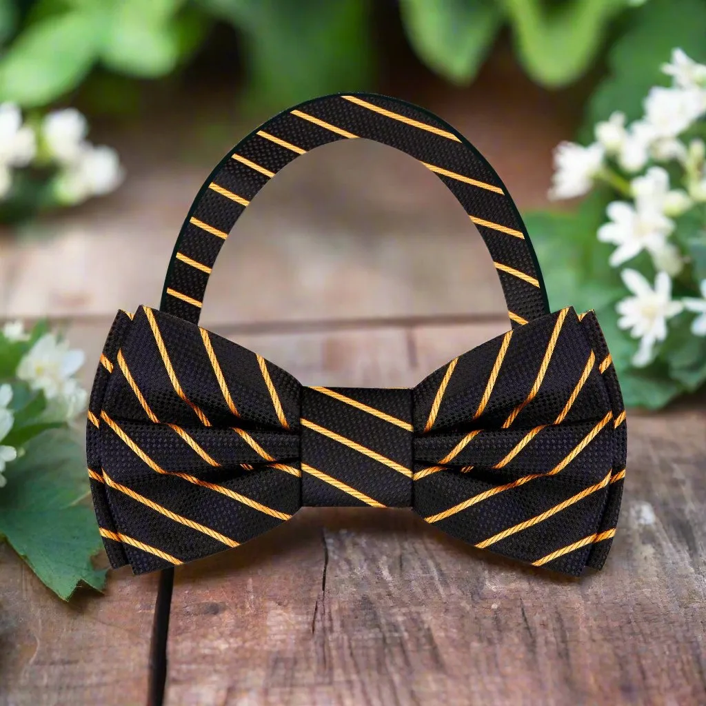 Black & Gold Perfect Stripe Bow Tie