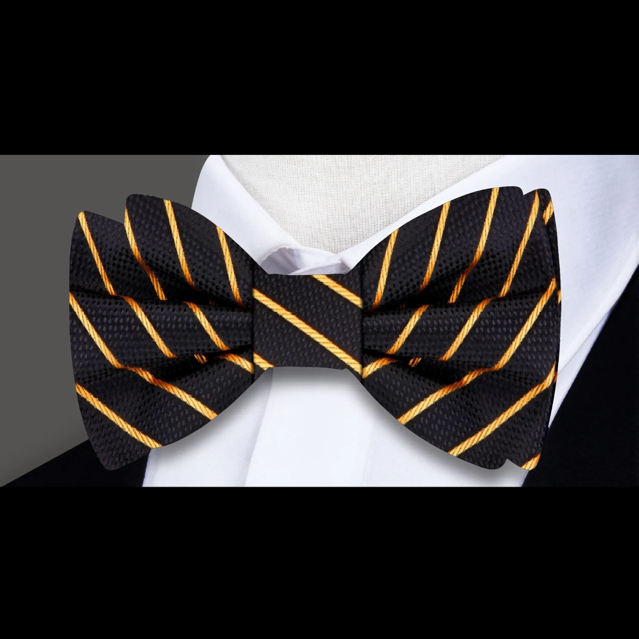 Black & Gold Perfect Stripe Bow Tie