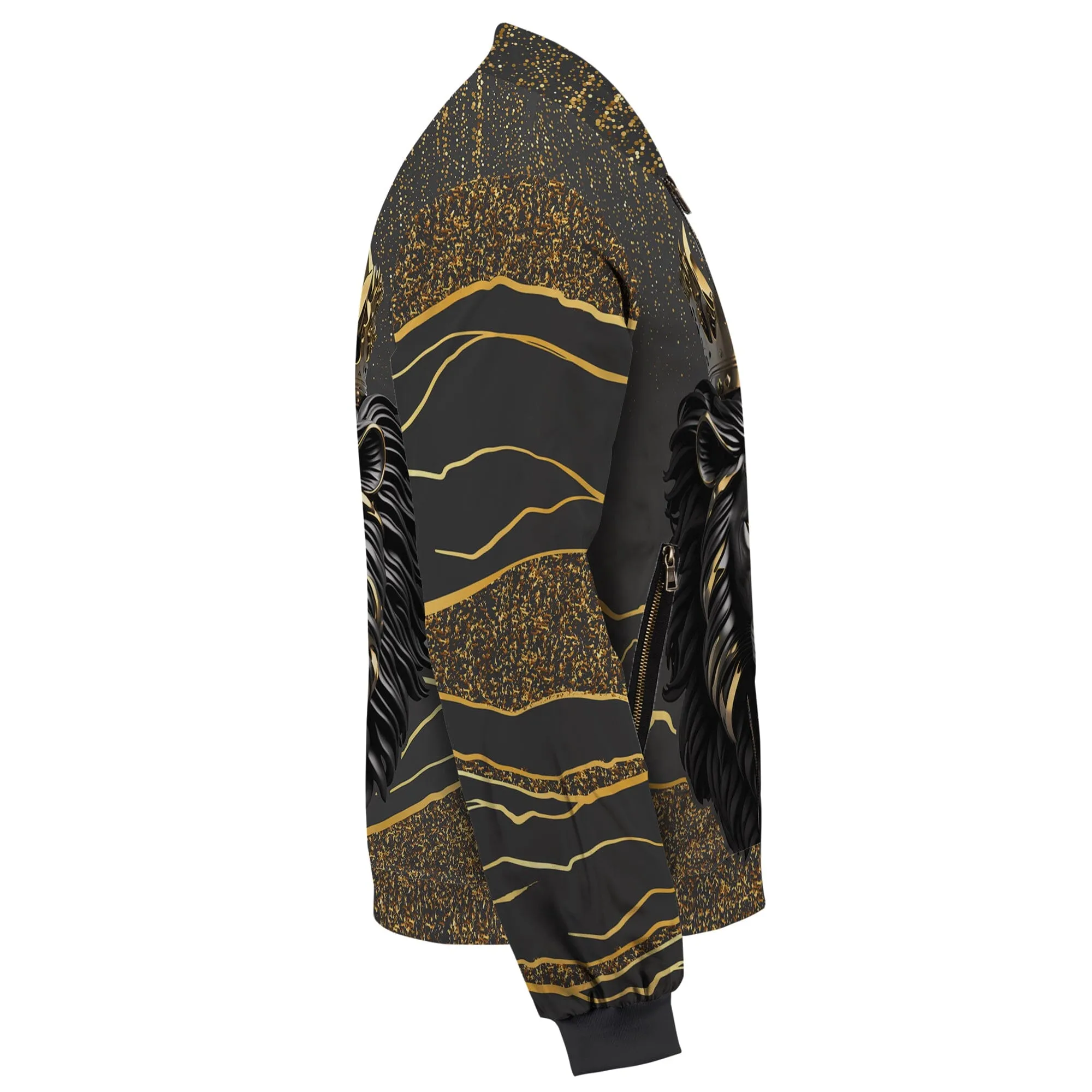 Black and Gold Lion Bomber Jacket