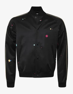 Black Galaxy Print Teddy Jacket