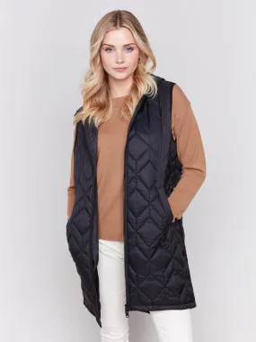 Black Hooded Quilted Vest