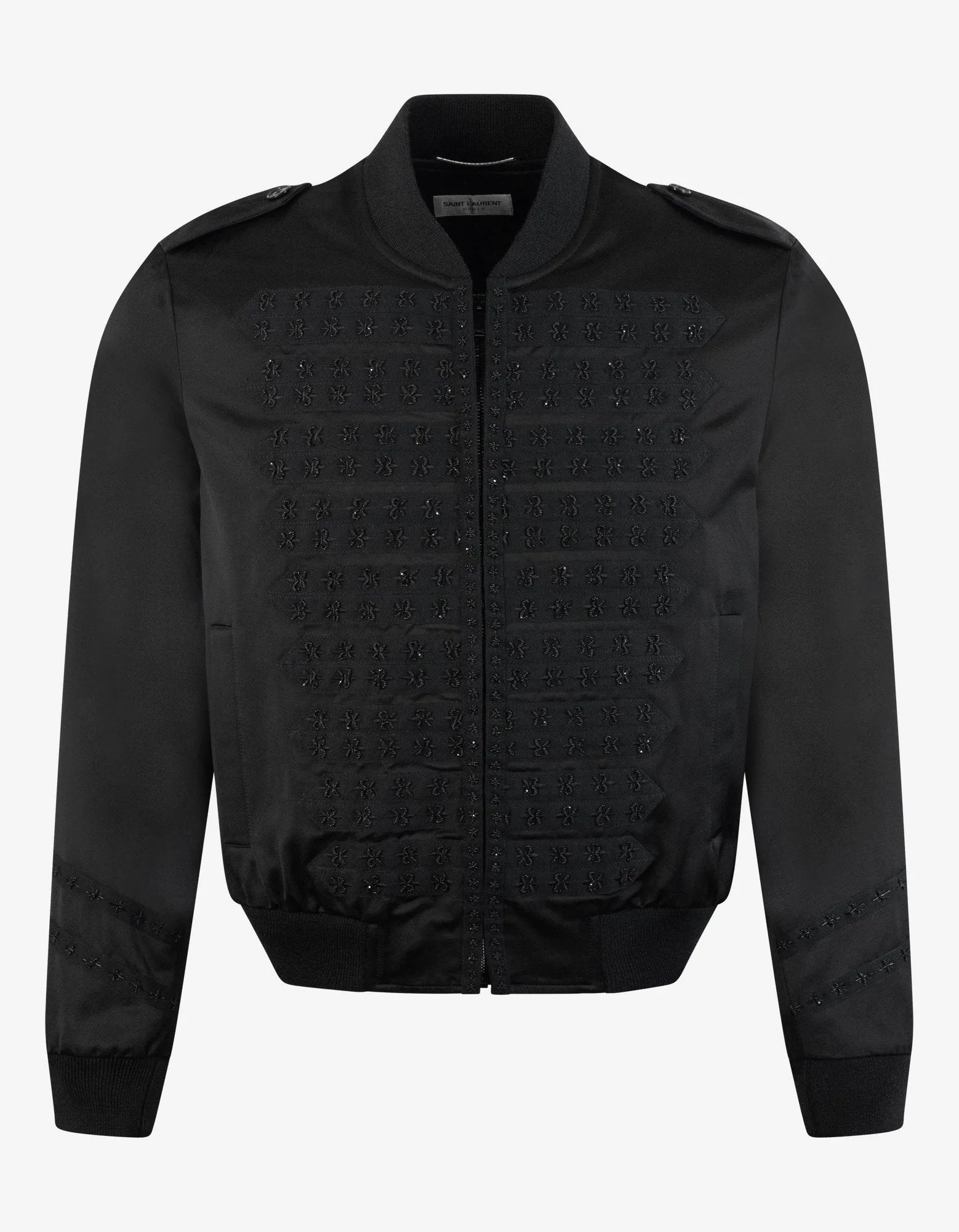 Black Officer Satin Bomber Jacket