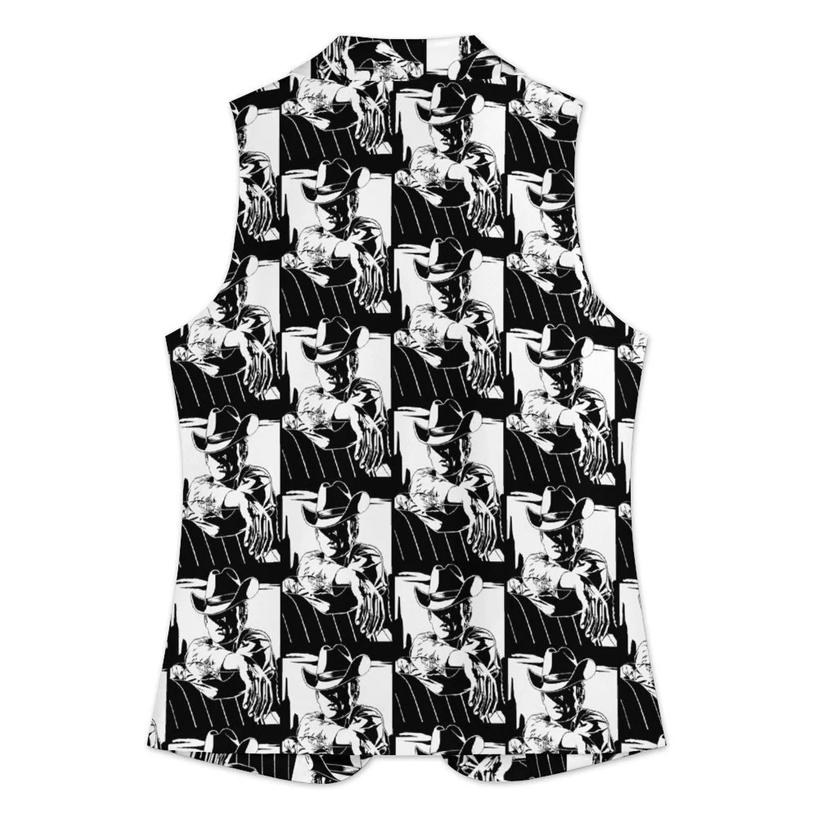 Black White Cowboy Collage Women's Western Vest