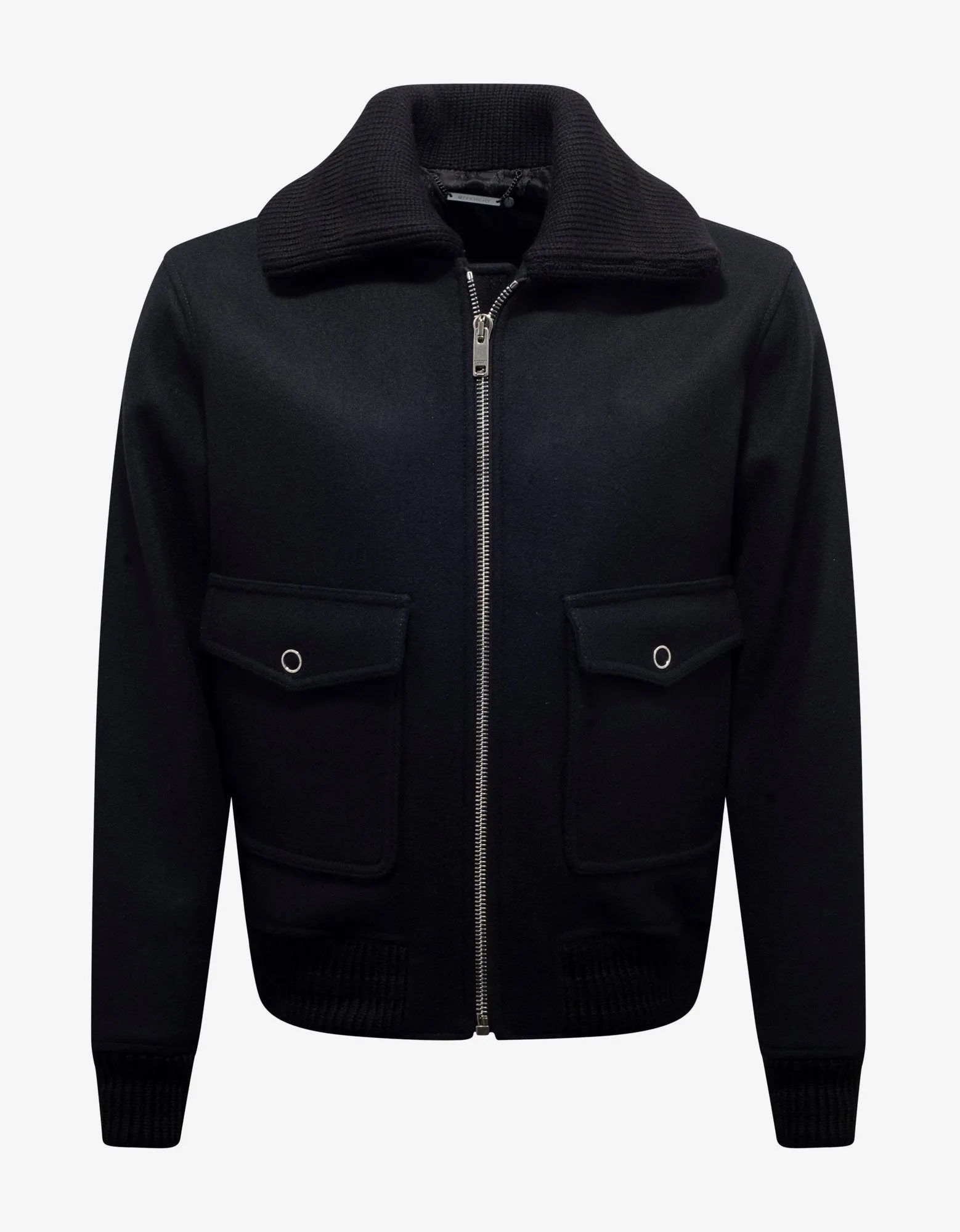 Black Wool Bomber Jacket