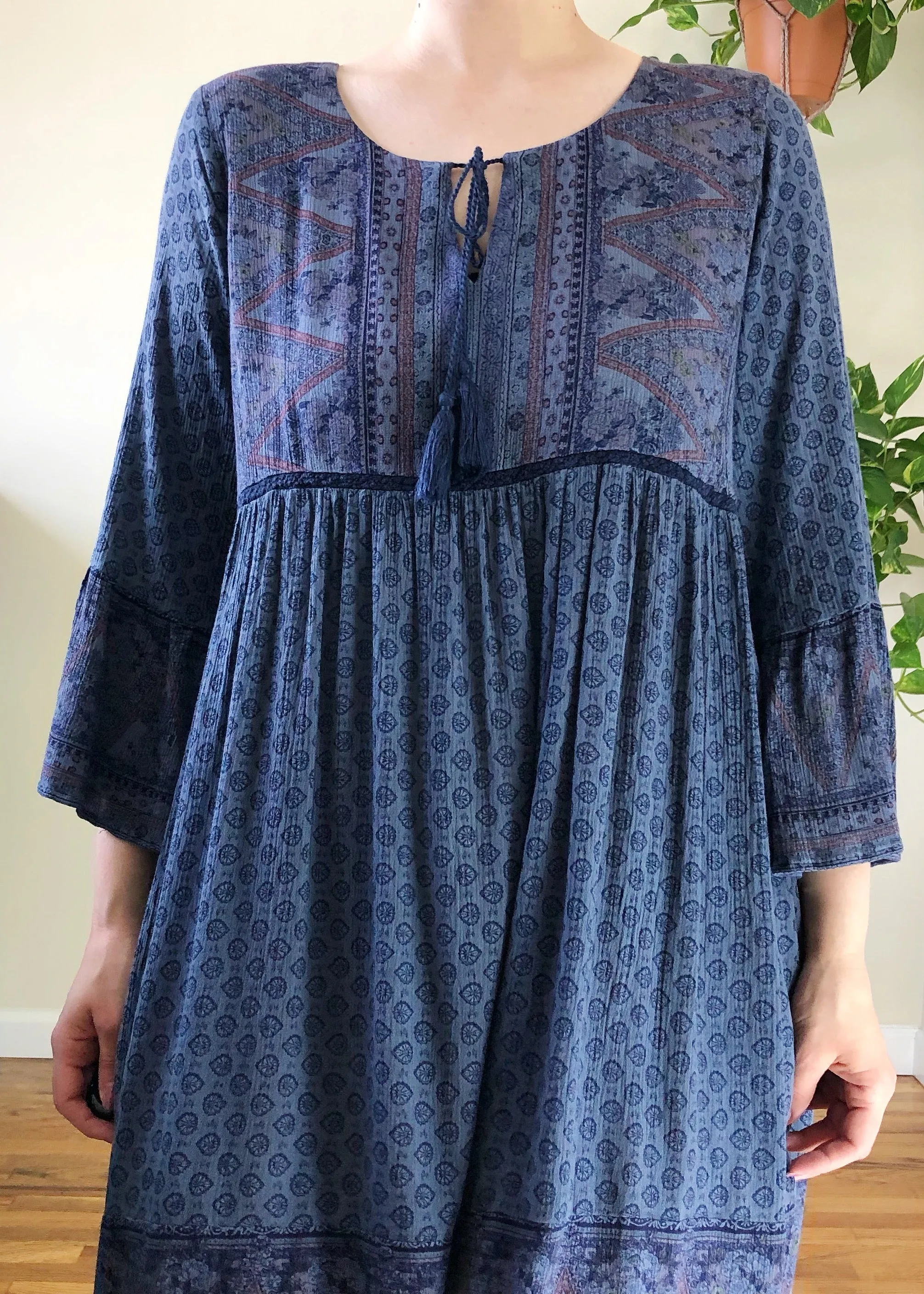 Blue Floral Prairie Dress - XL