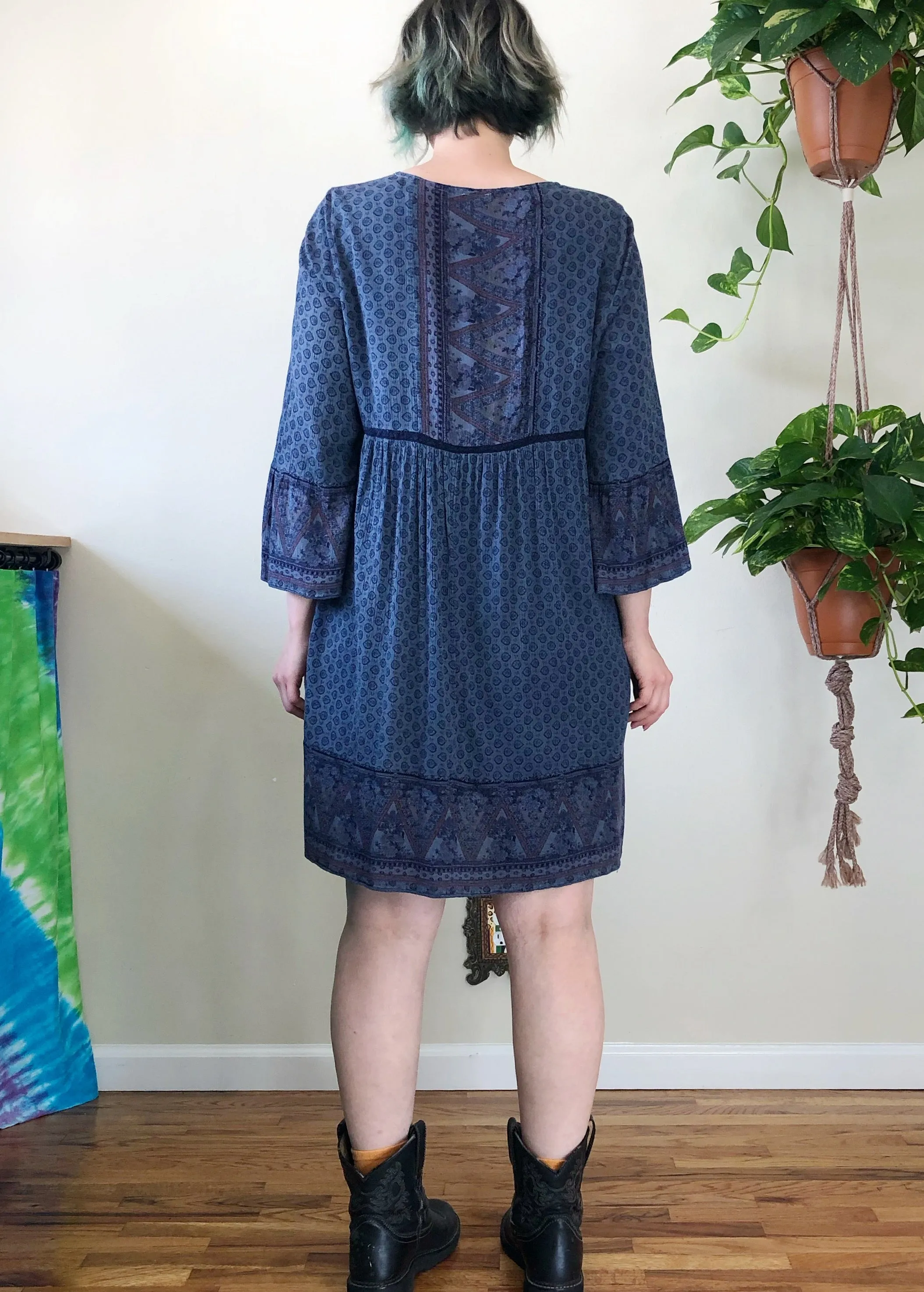 Blue Floral Prairie Dress - XL