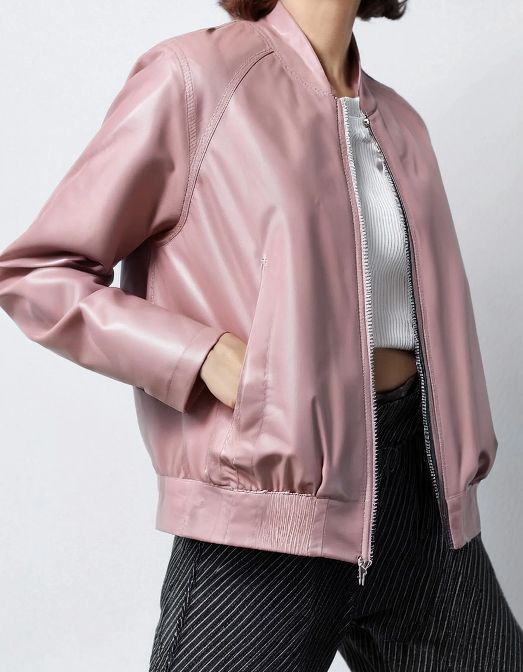 Blush Pink Bomber Jacket