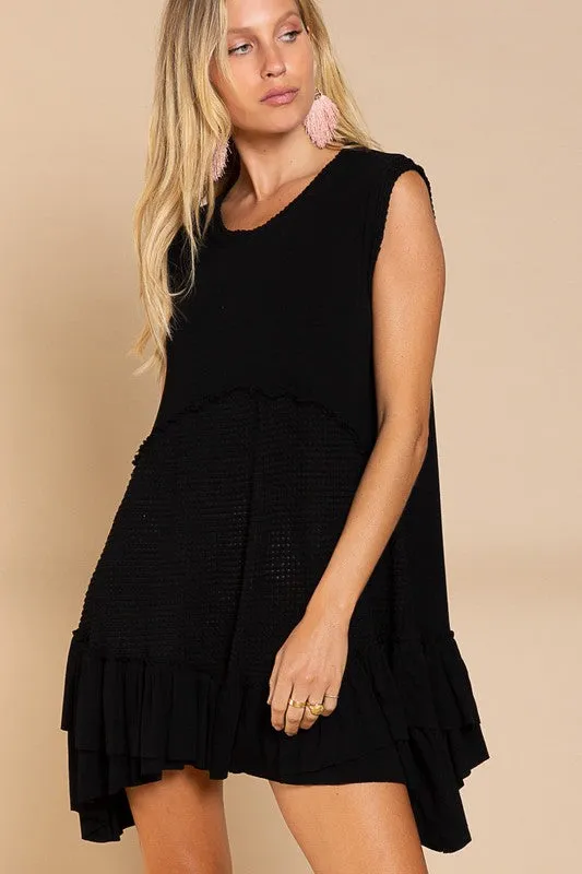 Bohemian Sleeveless Ruffle Hem Dress