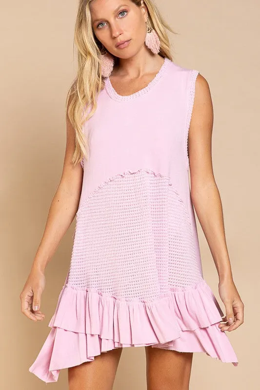 Bohemian Sleeveless Ruffle Hem Dress