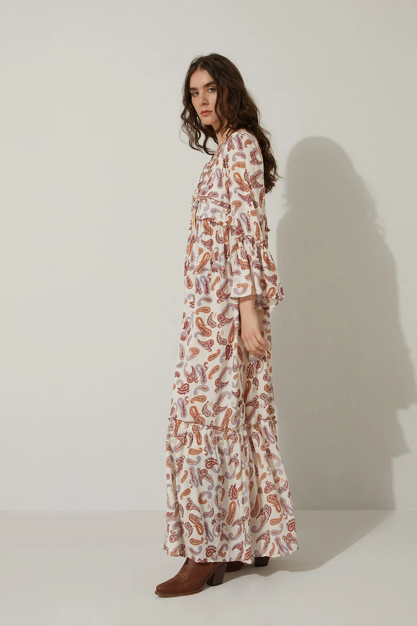 Bohera Carrington V-Neck Full Length Paisley Dress