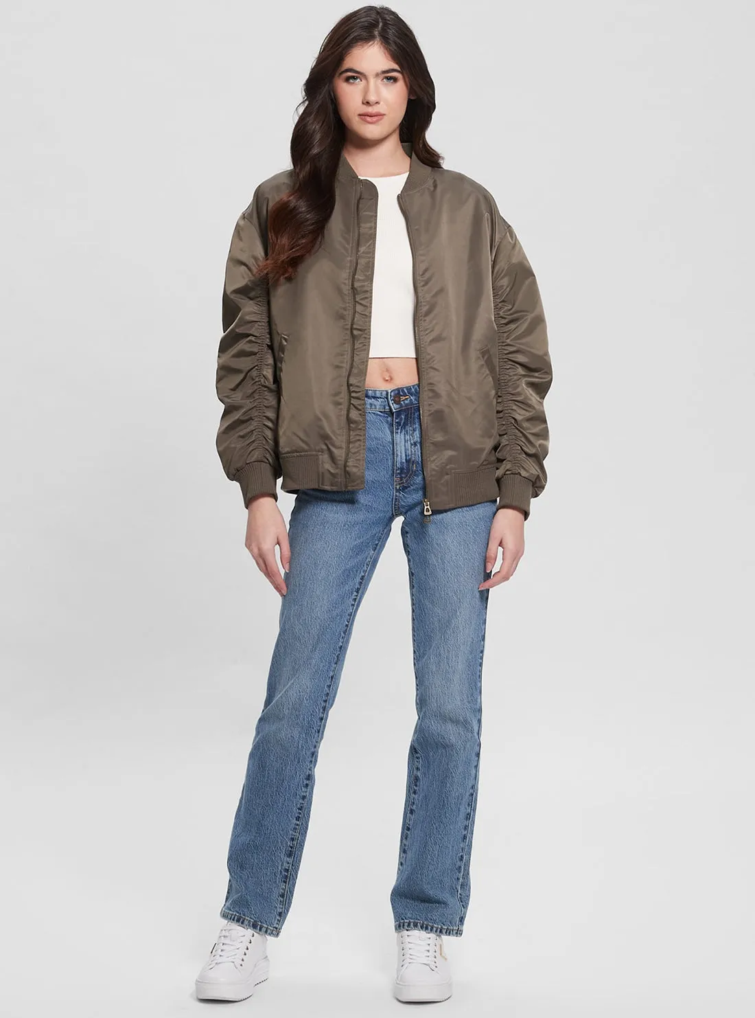 Brown Birks Oversized Bomber Jacket