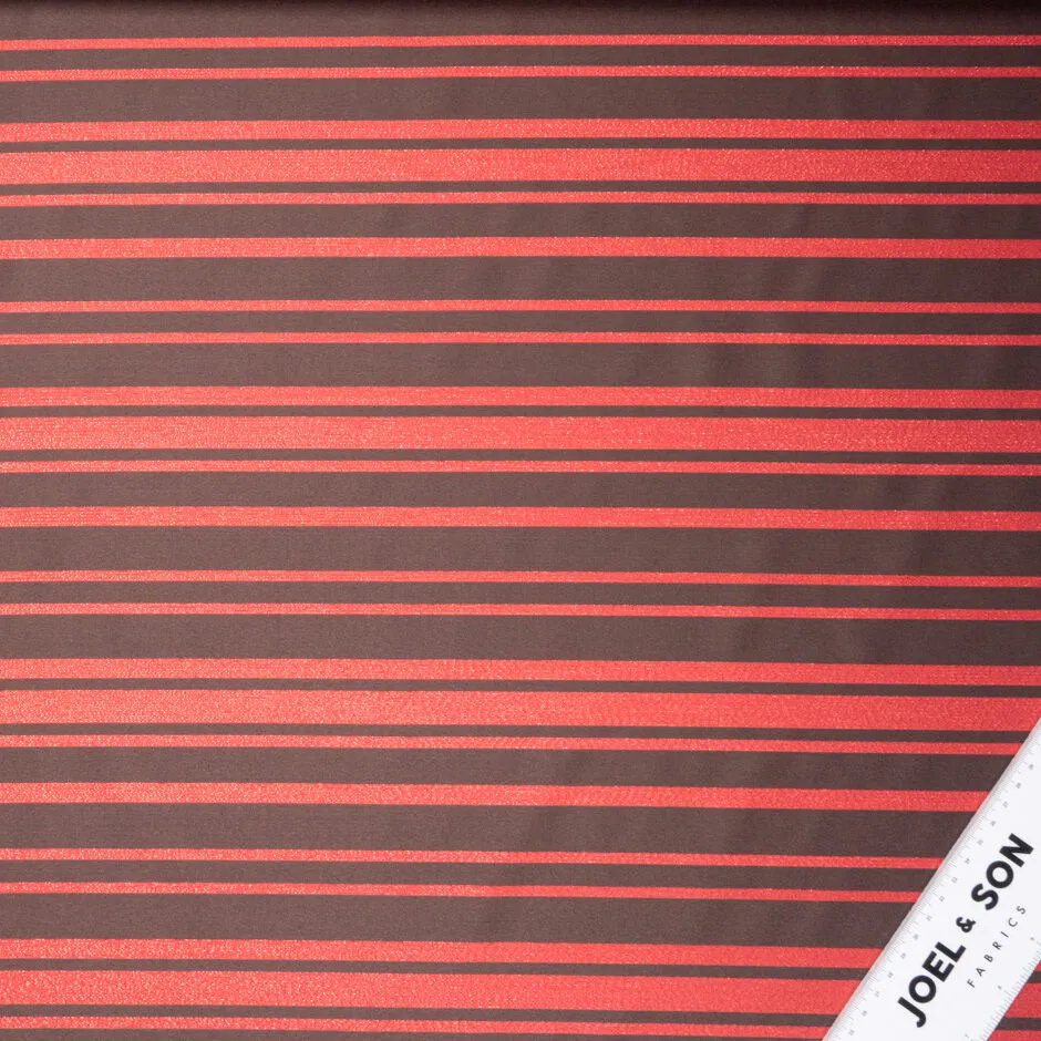 Brown Striped Red Metallic Viscose