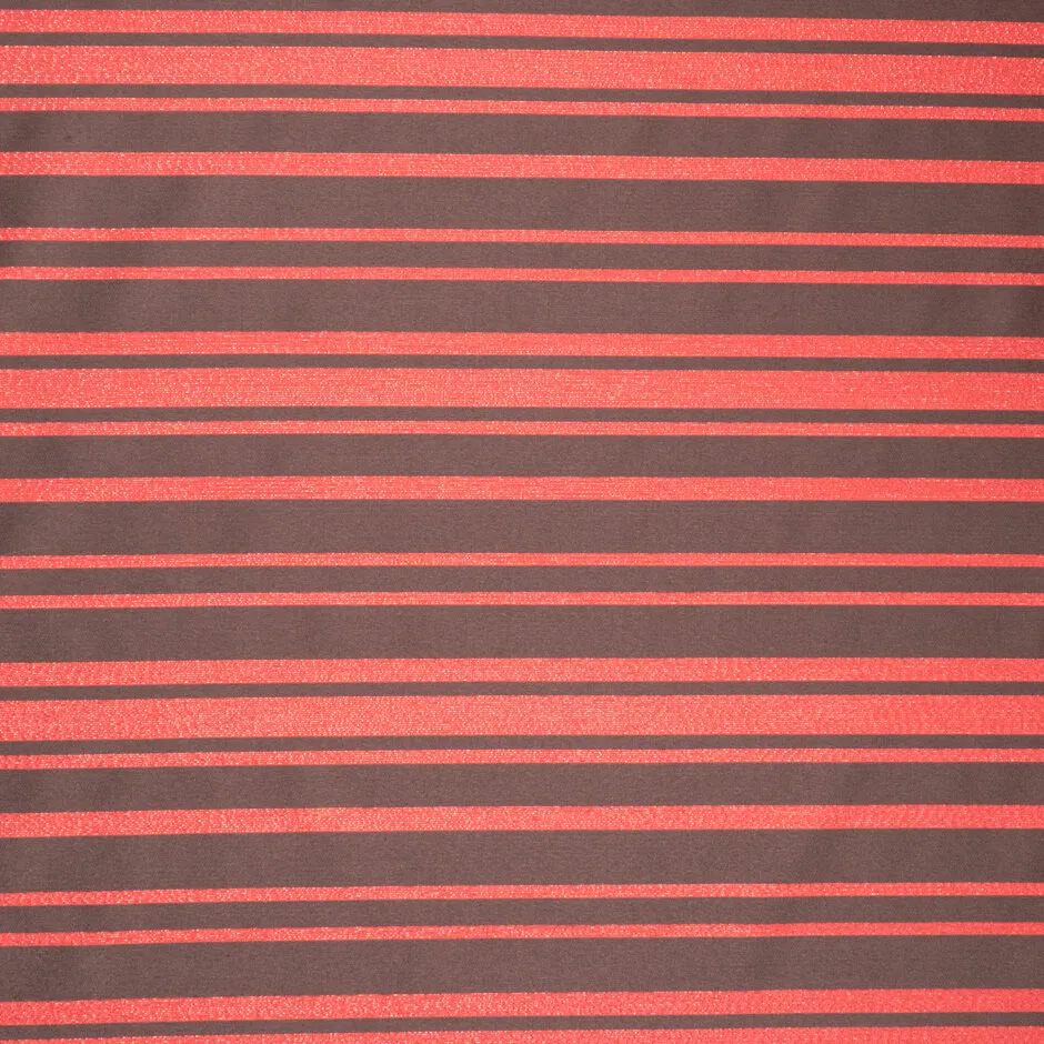 Brown Striped Red Metallic Viscose