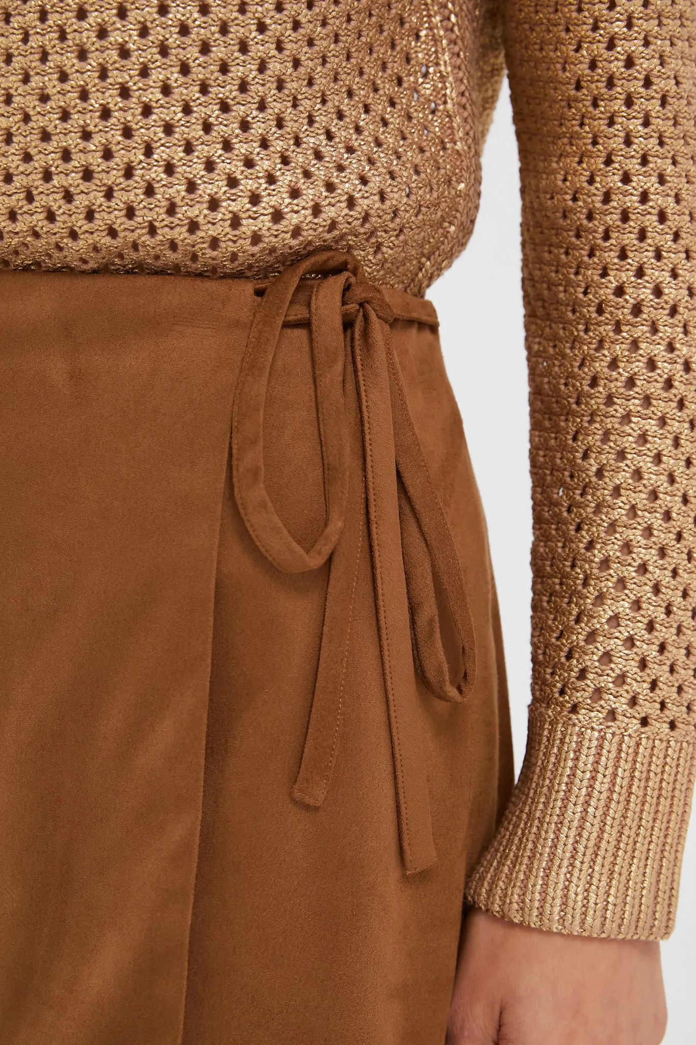 Brown Suede Marbella Mini Tie Skirt