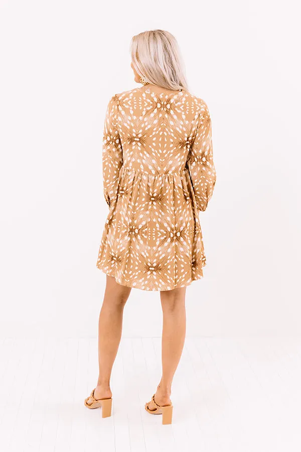 Central Park Strolling Babydoll Dress in Iced Mocha