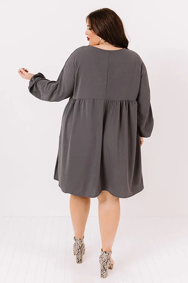 Charming Pose Babydoll Dress In Charcoal Curves