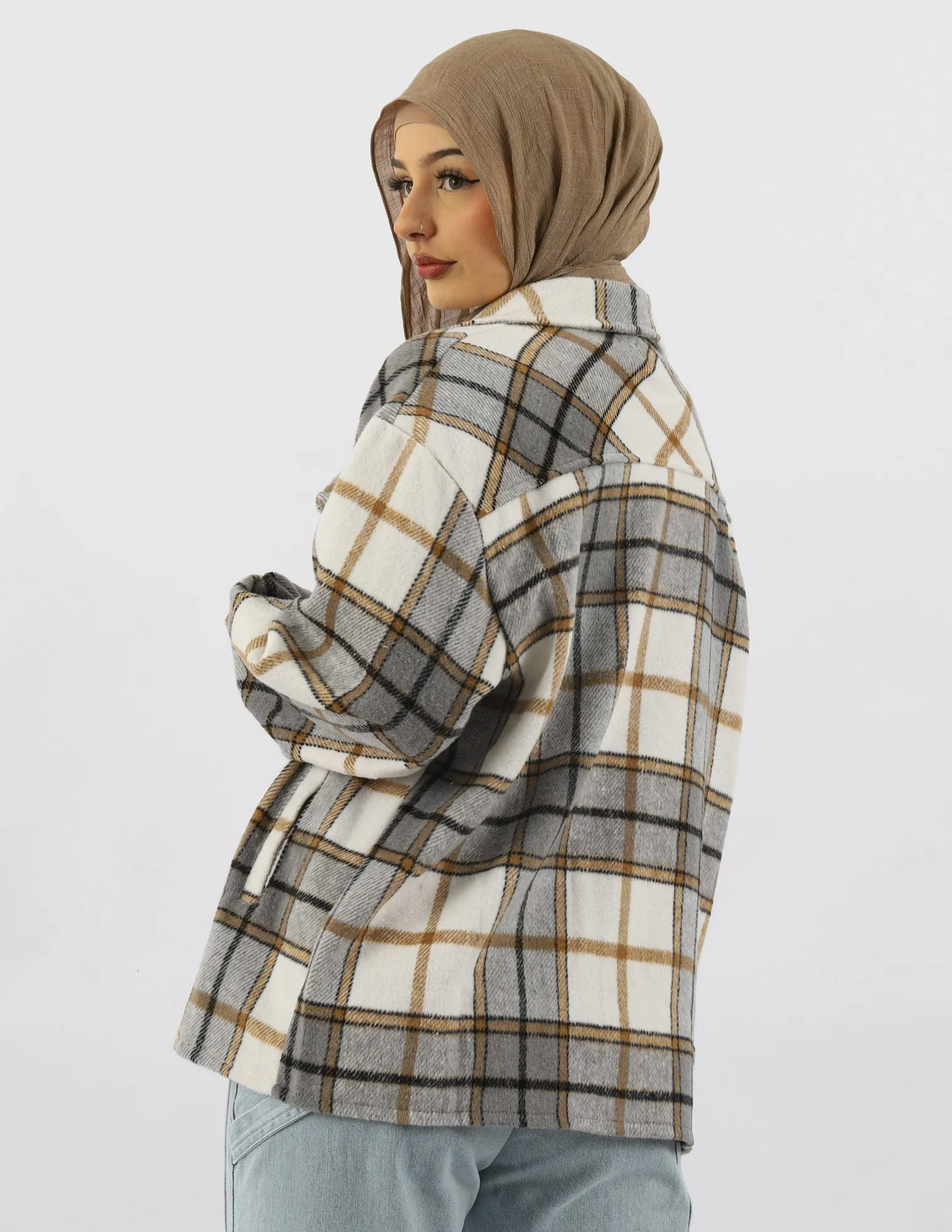 Checkered Grid Fleece Jacket