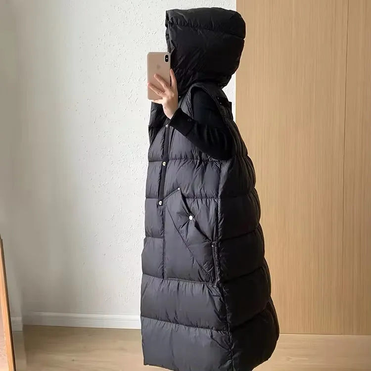 Chic Women's Long Oversized Vest with Hood