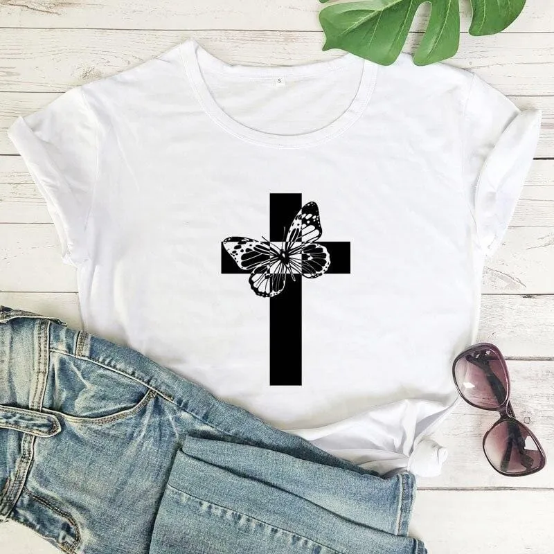 Christian T-Shirt <br> Butterfly Cross