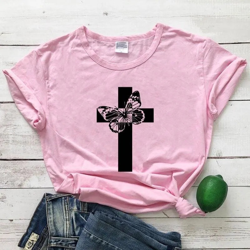 Christian T-Shirt <br> Butterfly Cross