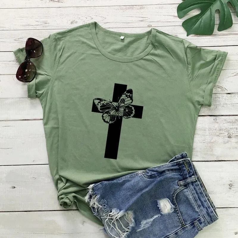 Christian T-Shirt <br> Butterfly Cross